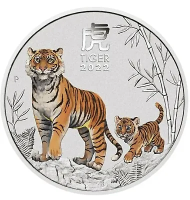 2022 5oz. Colorized Australia Perth Lunar Year Of The Tiger .9999 Silver In Cap • $289.95
