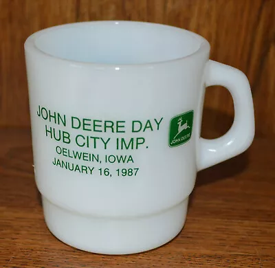 Vintage John Deere Day Tractor Mug Cup Delwein Iowa Hub City Implement Milk 150 • $37.74