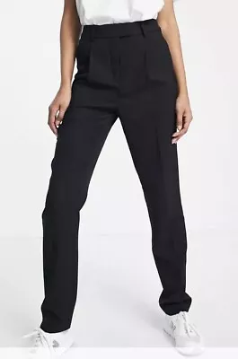 Topshop Tall Tailored Slim High Waisted Pleat Trousers In Black Size 6 • £13