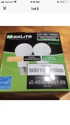 2 Bulbs Maxlite 3 Way LED Bulb 40 60 100 Watt Replacement Warm 2700K • $11.97