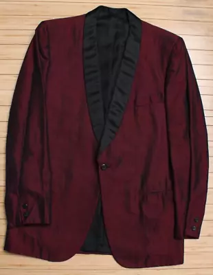 Vintage 60-70's Merlot Wine Smoking Jacket Tuxedo Silk Lined 41 R After Six • $125