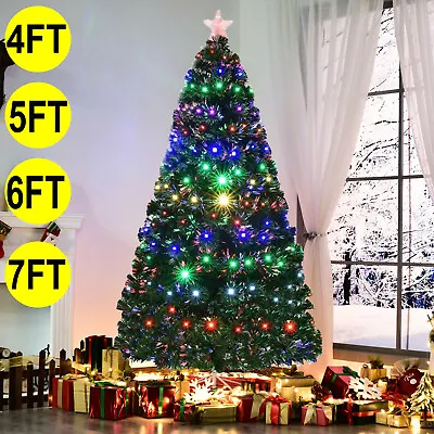 £49.99 • Buy Christmas Tree LED Fibre Optic Xmas Decoration Pre Lit LED Light Outdoor 4ft-7ft