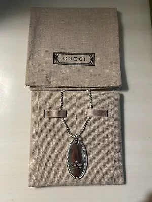 Gucci Sterling Silver 9.25 Gorgeous Caviar Necklace And Pendant Italy  • $289