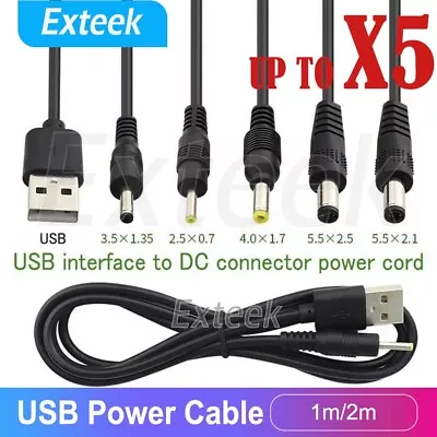 USB To DC 5.5mm*2.5/5.5*2.1/4.0*1.7/3.5*1.35/2.5*0.7 5V Barrel Jack Power Cable • $4.70