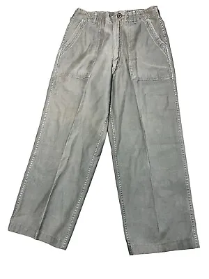 OG107 US Vietnam War Utility SATEEN PANTS 30x31 1971 Trousers Distress Talon Zip • $65