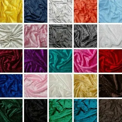 £3.01 • Buy Crushed Velvet Fabric Dress Craft Stretch Velour Material 150cm Wide