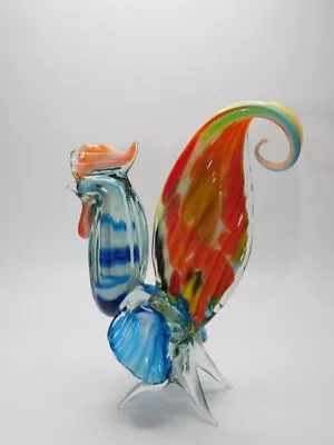 Vintage Art Glass Rooster~murano~mcm~colorful!~7  X 5 ~blown Glass • $39.99