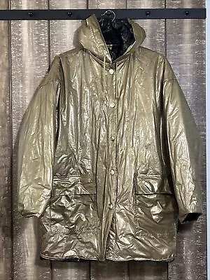 Wippette Rain Things Vintage Gold Waterproof Hooded Jacket Coat Womens Large • $34.99