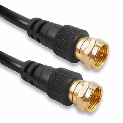 Short 1M F-Plug Satellite Cable F Type Coaxial Screened Lead 3.28ft Gold 1 Metre • £3.28