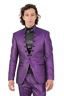 Barabas Men's Stand Collar Shiny Textured Material Blazer 2BL3105 • $329.99