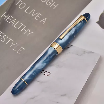 KAIGELU 356 Blue Acrylic Fountain Pen Iridium EF/F/M Nib With Ink Converter • $26.99