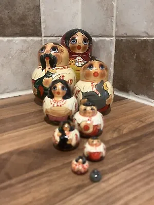 Russian Matryoshka Wooden Dolls Set Of 10 Dolls Hand Painted Signed & Dated 2006 • £40