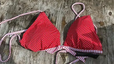 Marie Meili Bikini Top Halter Red White Spot UK 14 EU 44-46 NEW (C1) • £4.99