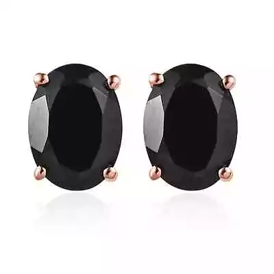 925 Sterling Silver Natural Black Spinel Stud Solitaire Earrings Gift Ct 3.1 • $19.99