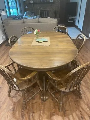 QUALITY Antique Lions Claw Foot 100% Solid Oak Kitchen Table 6 Chairs • $495