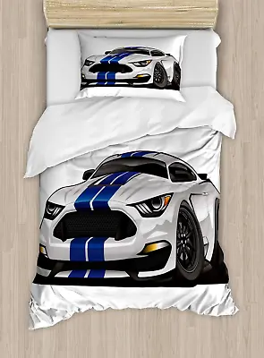 Cartoon Duvet Cover Set Modern American Muscle Race Rally Car In Drive Formula  • $140.98