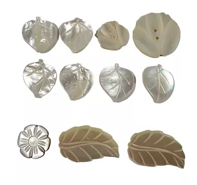 Lot Of Vintage Mother Of Pearl Shell Leaf Leaves & Flower Design Buttons • $14.99