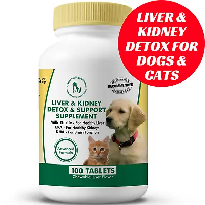 $12.97 • Buy Liver & Kidney Detox Support Supplement W Milk Thistle For Dogs & Cats. 100 Tabs