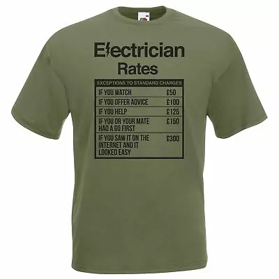 £12.95 • Buy Unisex Green Electrician Rates Sparky Student Funny Profession T-Shirt