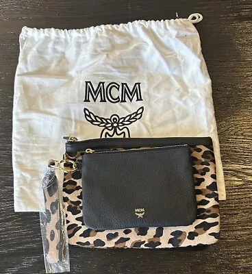 MCM Clutch Bag Leopard And Black Leather 3&1 Bag NWT Authentic • $187.98