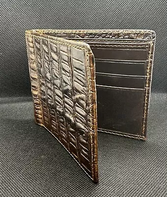 Genuine Crocodile Leather Skin Brown Bifold Wallet Men's Double Side RFID Block • $25.99