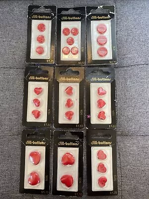 Vintage Heart RED Buttons Lot On Cards - Dill-Buttons • $5.89