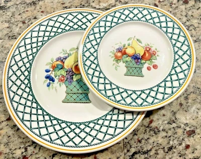 £26.48 • Buy Villeroy Boch Basket 8½” Salad And 6¼” Bread Plates Green Lattice Weave Germany
