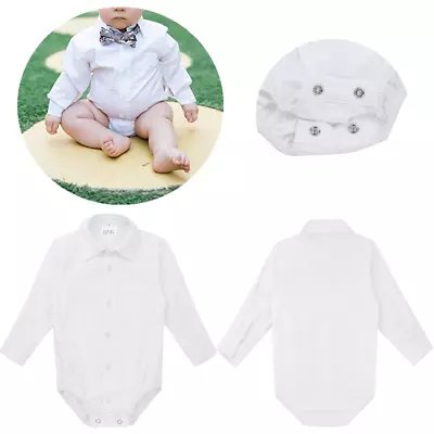 £7.99 • Buy 3-24M Baby Boys Smart Shirt Style Bodysuit Formal Body Shirt Long Sleeve Wedding