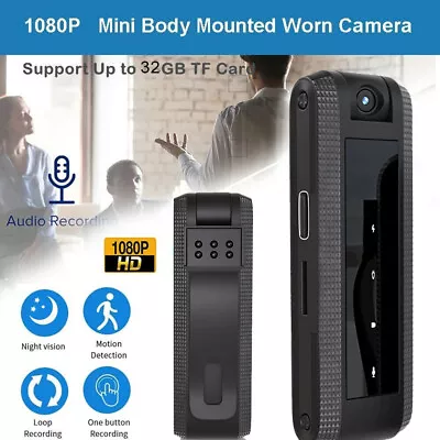 1080P HD Video DVR Clip IR Night Cam 8-Hour Camcorder Mini Police Body Camera US • $17.99