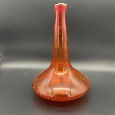 Blenko Style Large Tangerine Orange Vase Unique Shape & Size • $29.99