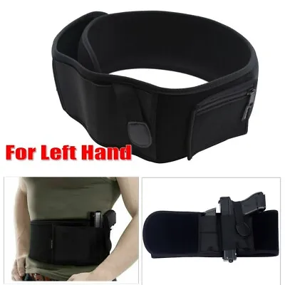 Tactical Belly Band Holster Concealed Left Hand Pistol Carry Adjusted Waist Belt • $14.98