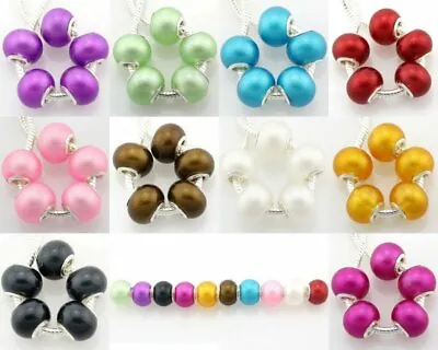  50pcs/Lot Pearl Color Murano Lampwork Glass Beads Fit Charm Bracelet B4 • $10.99