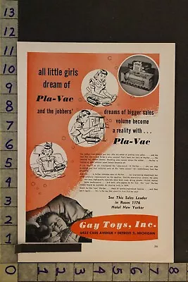 1954 Toy Ad Playset Mini Electric Vacuum Cleaner House Pla-vac Gay Detroit Td81 • $21.95