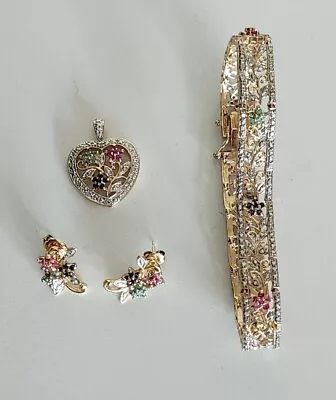 Vintage Ross Simmons Pendant Bracelet  Earring Set Sterling Silver • $150