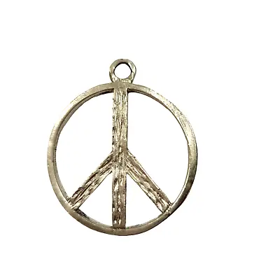 Vintage Silver Colored Metal Peace Sign Pendant For Necklace Chain • $13.49