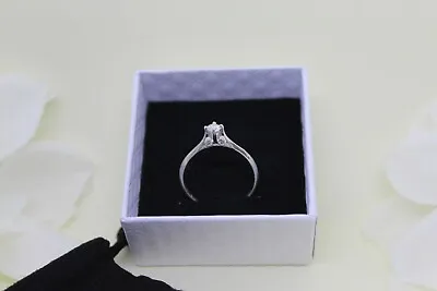 Engagement Ring Ladies Hallmarked Sterling 925 Solid Silver With White CZ • £15.99