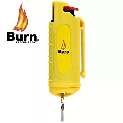 BURN Pepper Spray 1/2oz Yellow Molded Security Self Defense Keychain Belt Clip • $7.50