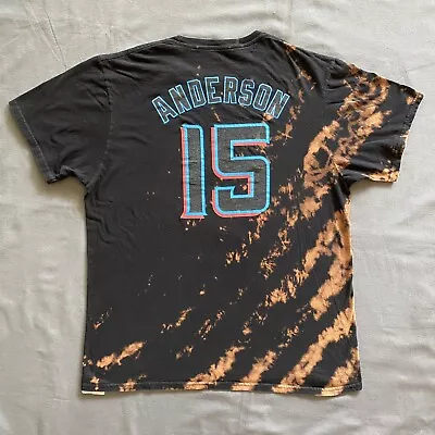 Brian Anderson Miami Marlins T Shirt Mens Large Black Acid Wash Majestic MLB • $4.97