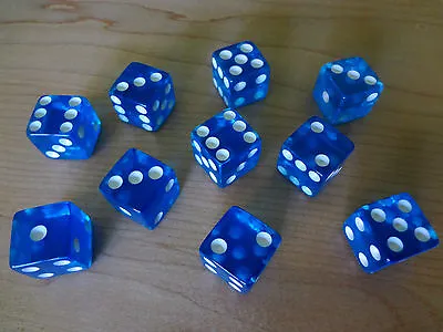 Lot Of 12 Blue Transparent 16mm 16 Mm D6 Dice Square Gaming Casino D 6 • $6.99