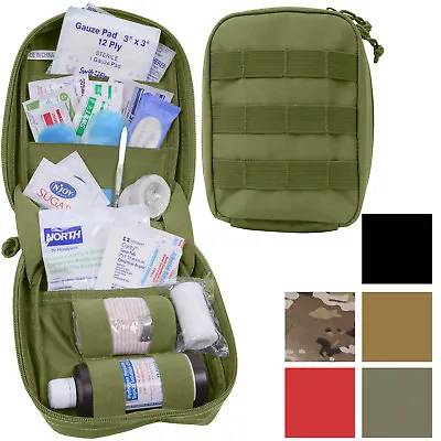 Tactical First Aid Kit Pouch Fully Stocked Medical Supplies MOLLE Supply Case • $37.99