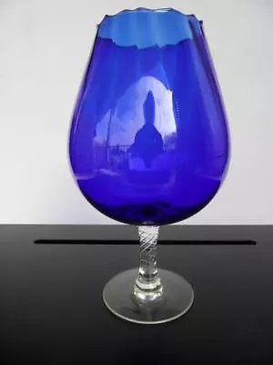 Vintage Retro 1960s Italian Empoli Cobalt Blue Art Glass Large Balloon Vase 23cm • $79.99