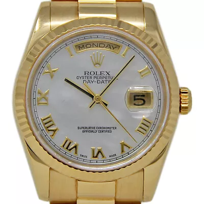 Rolex 36mm President YELLOW GOLD MOP Dial FAT BUCKLE 118238 2YRWARRANTY #1761-1 • $24445