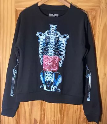 MTV Music Television Sweatshirt Mens Small Jumper Made In UK Viacom Skeleton Top • £8.95