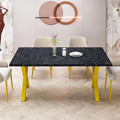Modern Dining Table With Printed Black Marble Table Top • $432.66