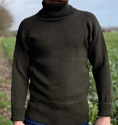 100% British Wool Submariner / Roll Neck Sweater Made In England FREE DELIVERY • £105