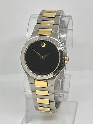 MOVADO Two Tone Sapphire Crystal 28mm Womens Watch Black Dial • $300