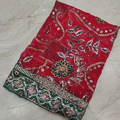 Indian Vintage Bollywood Bridal Dupatta Hand Embroidery Stole Scarf Hijab Veil L • $19.99