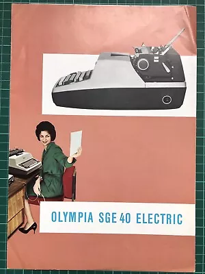 Olympia SGE 40 Electric Typewriter Vintage Sales Brochure/ephemera 1960s • £10