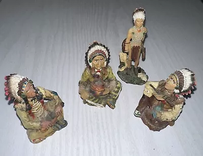 S16  Four Moulded Native American Indians High Detail Painted 2” Figures • £8.99