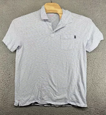 Vineyard Vines Mens L Island White Blue Striped Shep Polo Shirt Cotton • $13.56